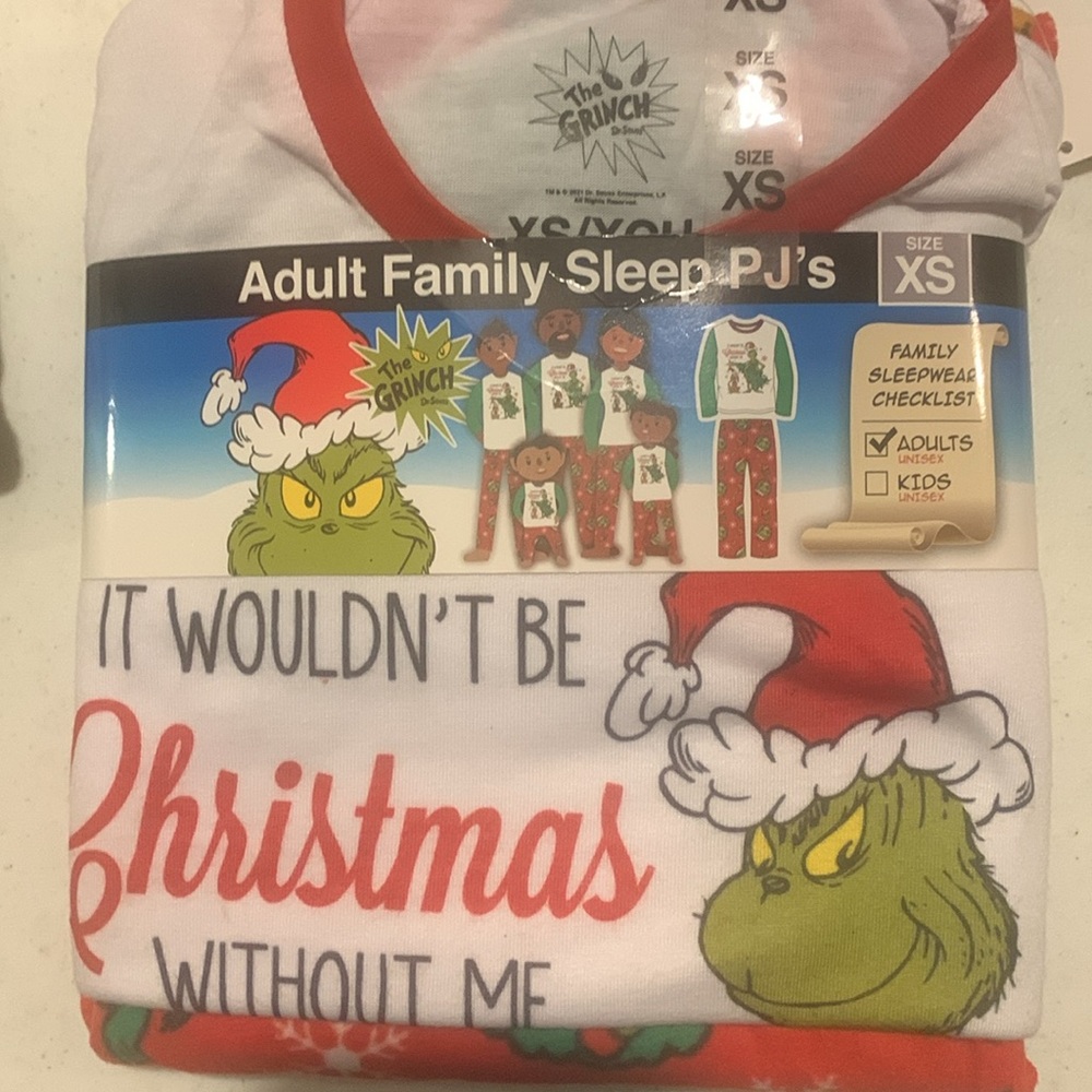 Adult family sleep PJs, the Grinch Christmas, soft polyester unisex
